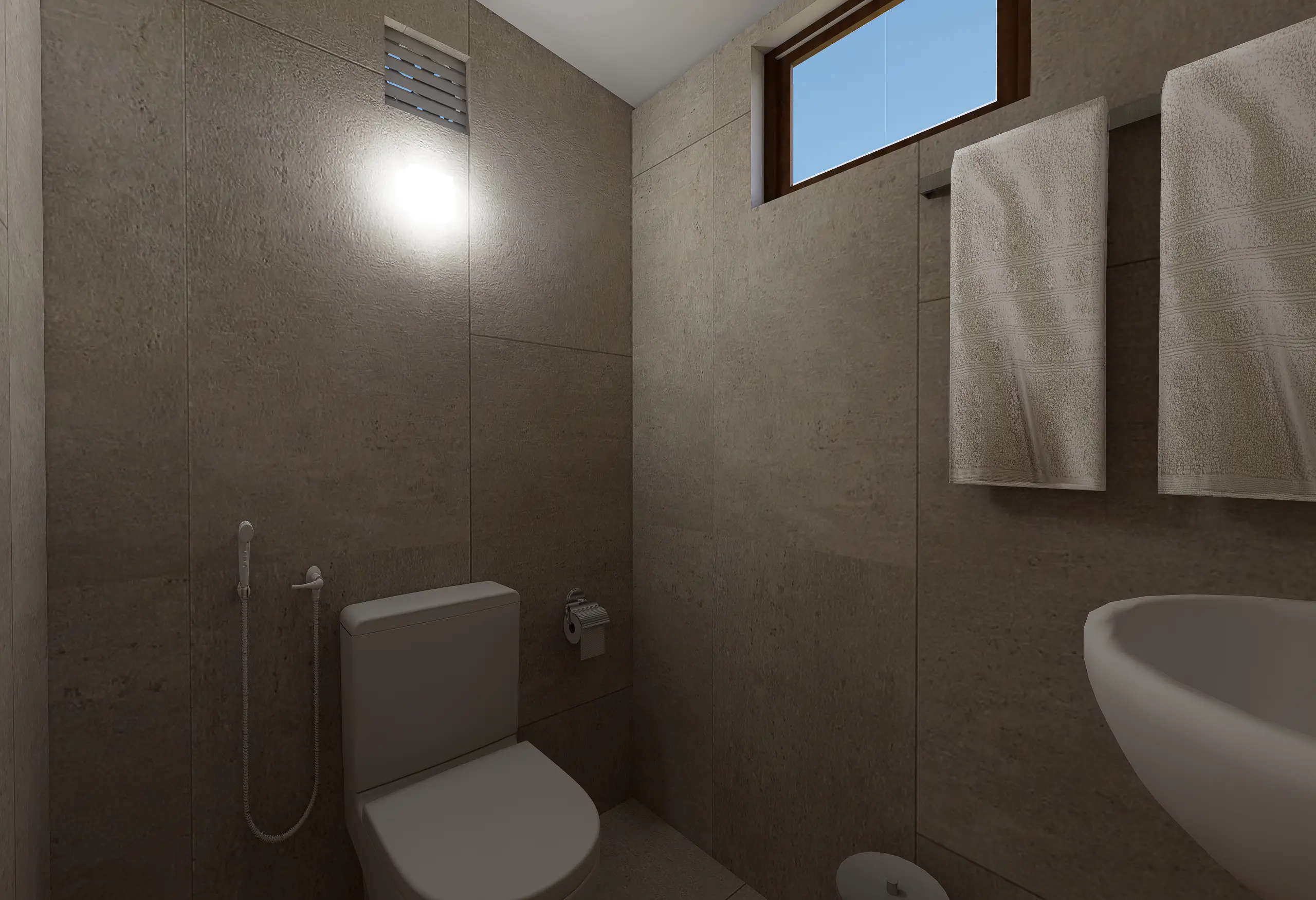 Interior Design, Padukka, Sri Lanka, A Timeless Beige Interior Concept project, bathroom 1 angle 1, bathroom for small area