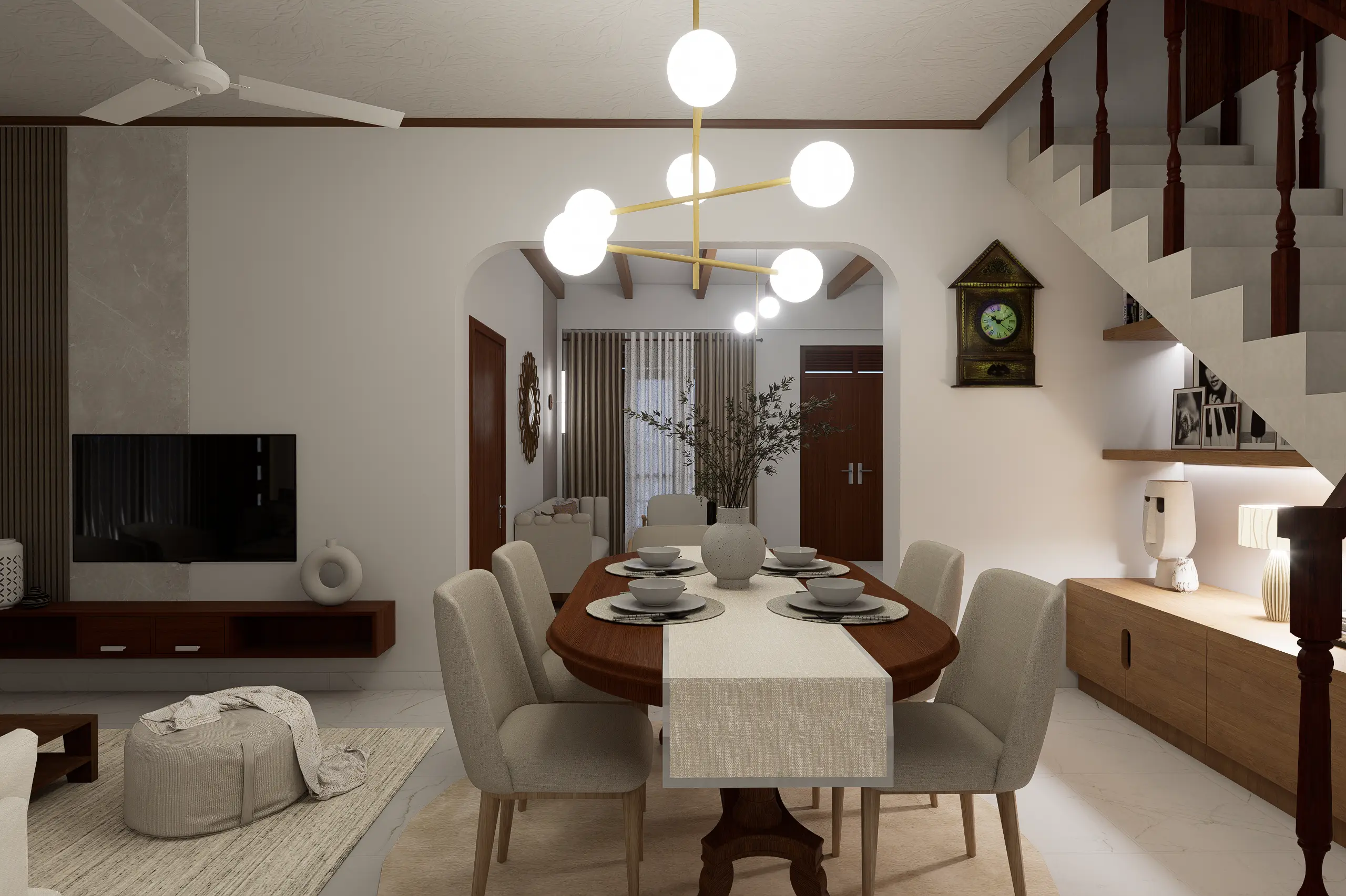 Interior Design, Padukka, Sri Lanka, A Timeless Beige Interior Concept project, Living area angle 7