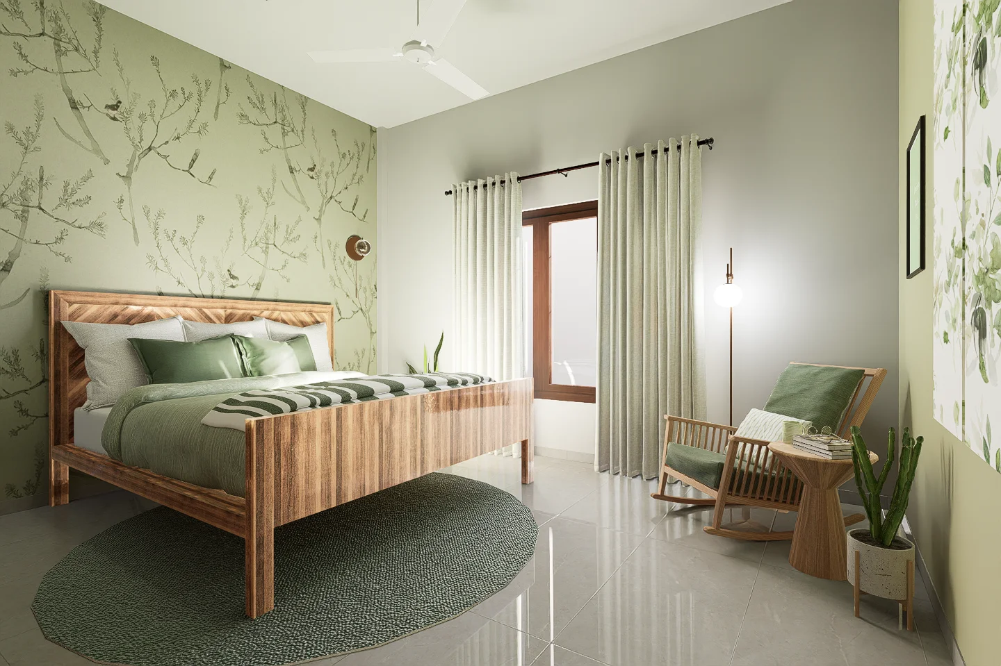 Mint Green + Ivory bedroom 