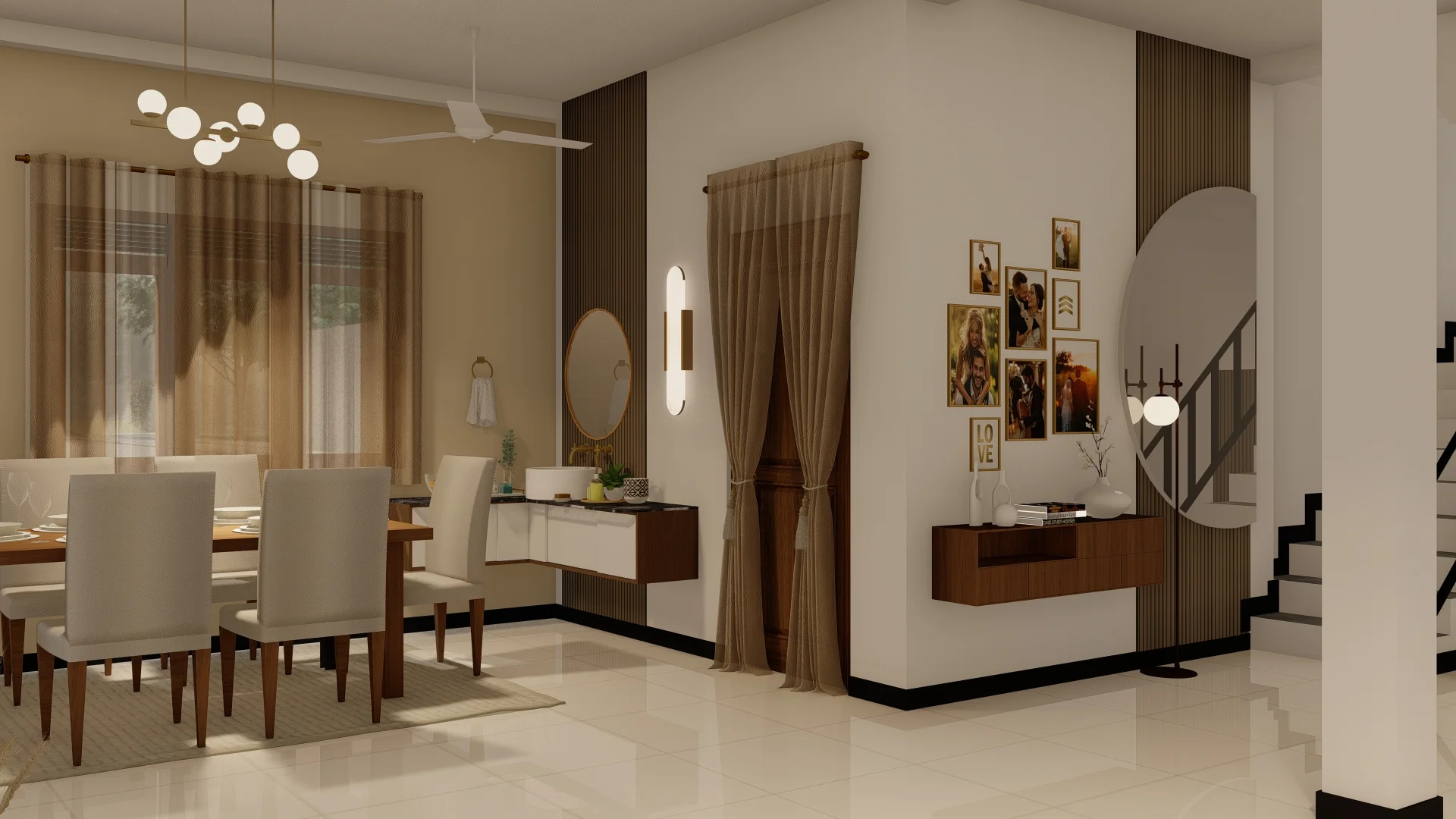 Interior Design Colombo, Sri Lanka, Navinna, Residential interior design project, dining area angle 3