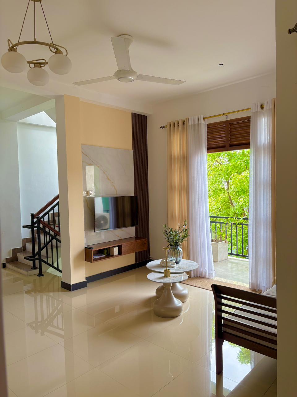Interior Design Colombo, Navinna, Maharagama, Sri Lanka Residential interior design project, completed interior, second floor living area tv lobby angle 1