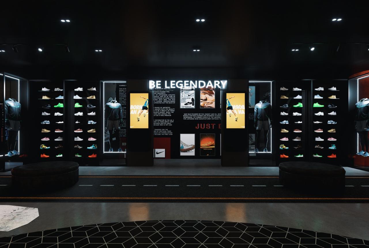 NIKE showroom design, Retail Interior Design, Sri Lanka, colombo 07, shoe display area 3 angle 1