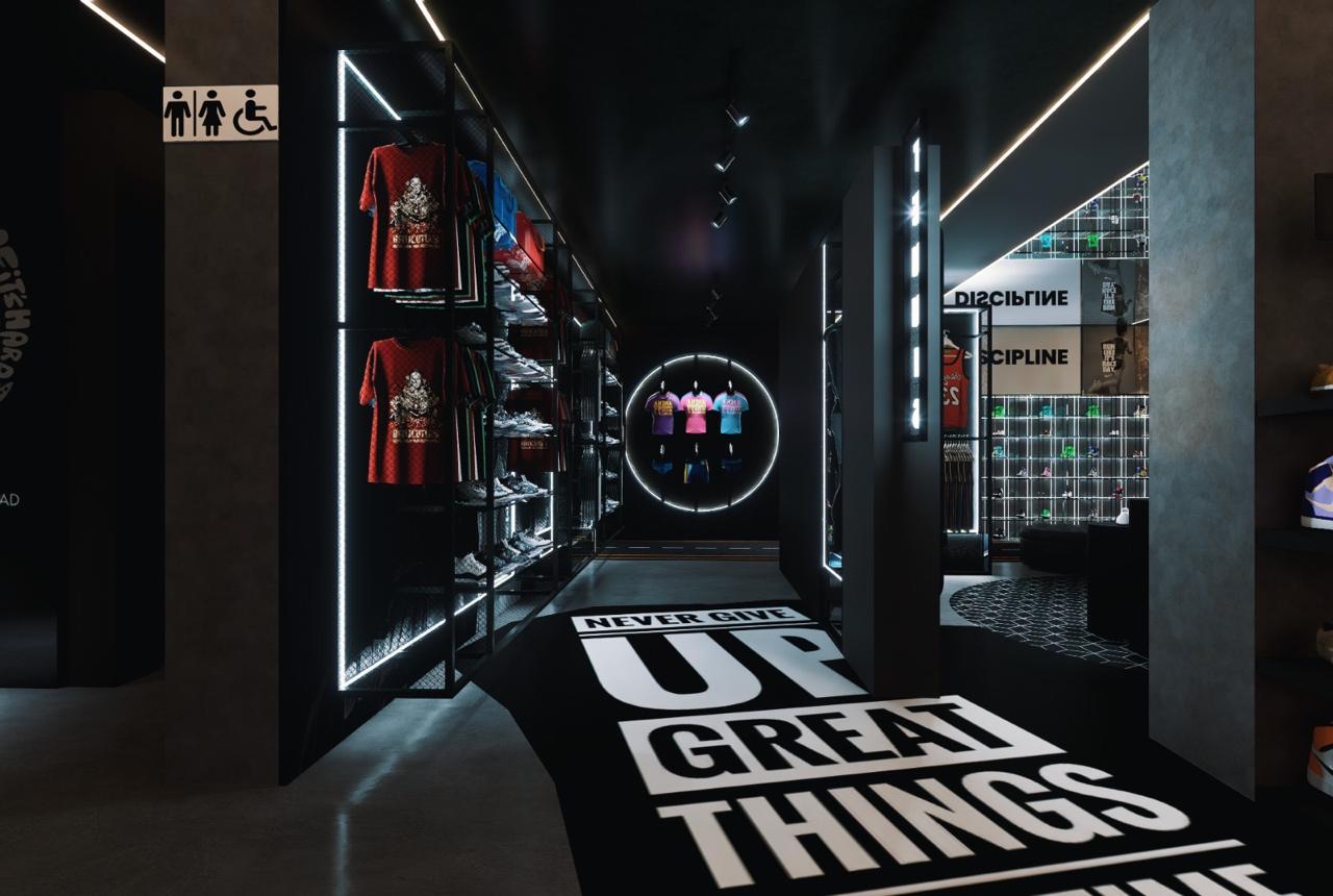 NIKE showroom design, Retail Interior Design, Sri Lanka, colombo 07, shirt display area 2 angle 1