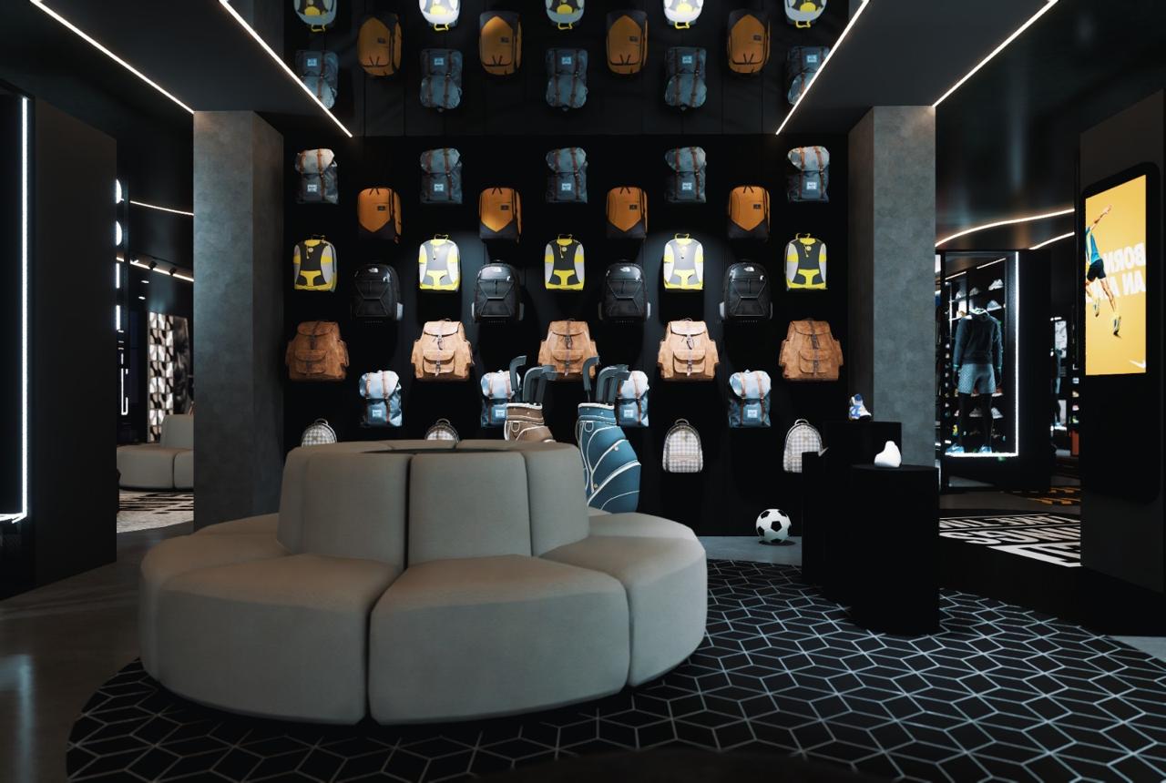NIKE showroom design, Retail Interior Design, Sri Lanka, colombo 07, bag display