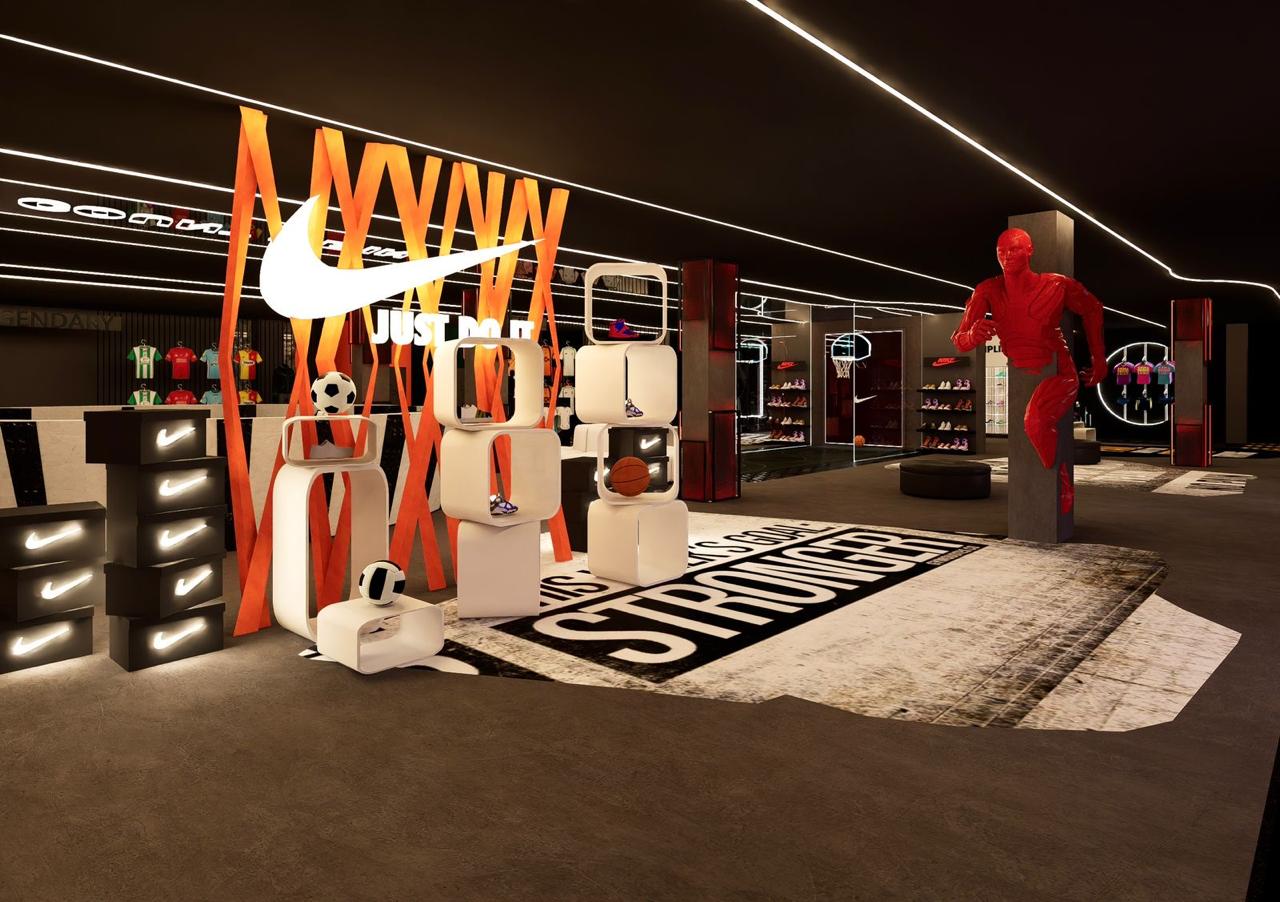 NIKE showroom design, Retail Interior Design, Sri Lanka, colombo 07, nike logo angle 2