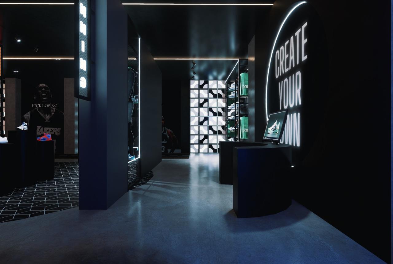 NIKE showroom design, Retail Interior Design, Sri Lanka, colombo 07, main display shoe angle 1