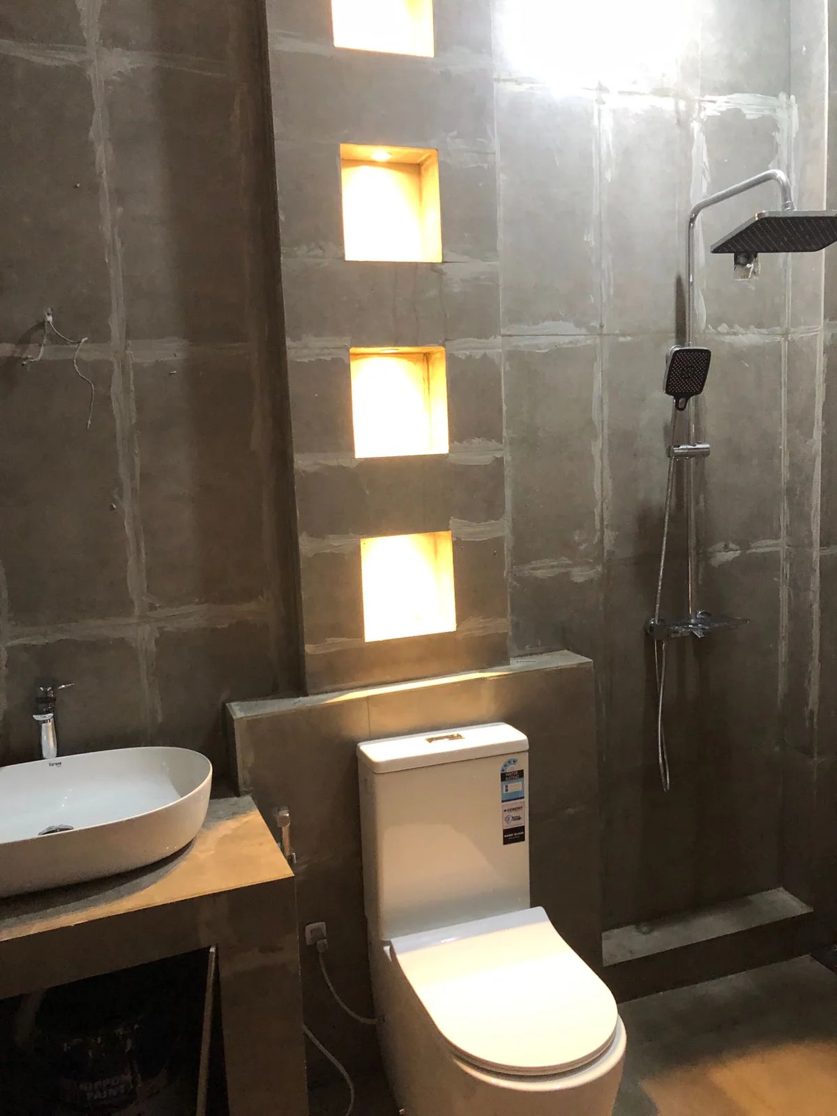 Home Interior Design,Rustic modern,affordable furniture,Brick & Ivory Residence, Biyagama, bathroom angle 2, work in Progress 
