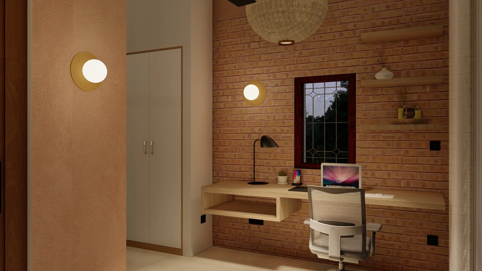 Home Interior Design,Rustic modern,affordable furniture,Brick & Ivory Residence, Biyagama, study room angle 2
