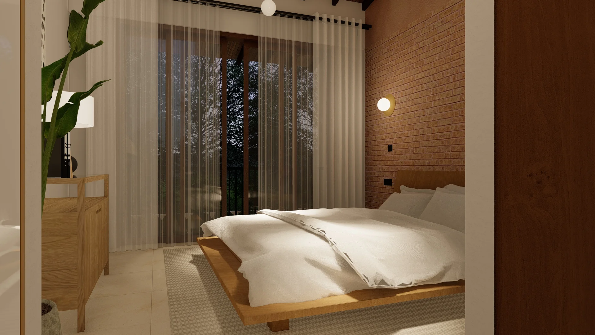 Home Interior Design,Rustic modern,affordable furniture,Brick & Ivory Residence, Biyagama, white theme bedroom angle 2