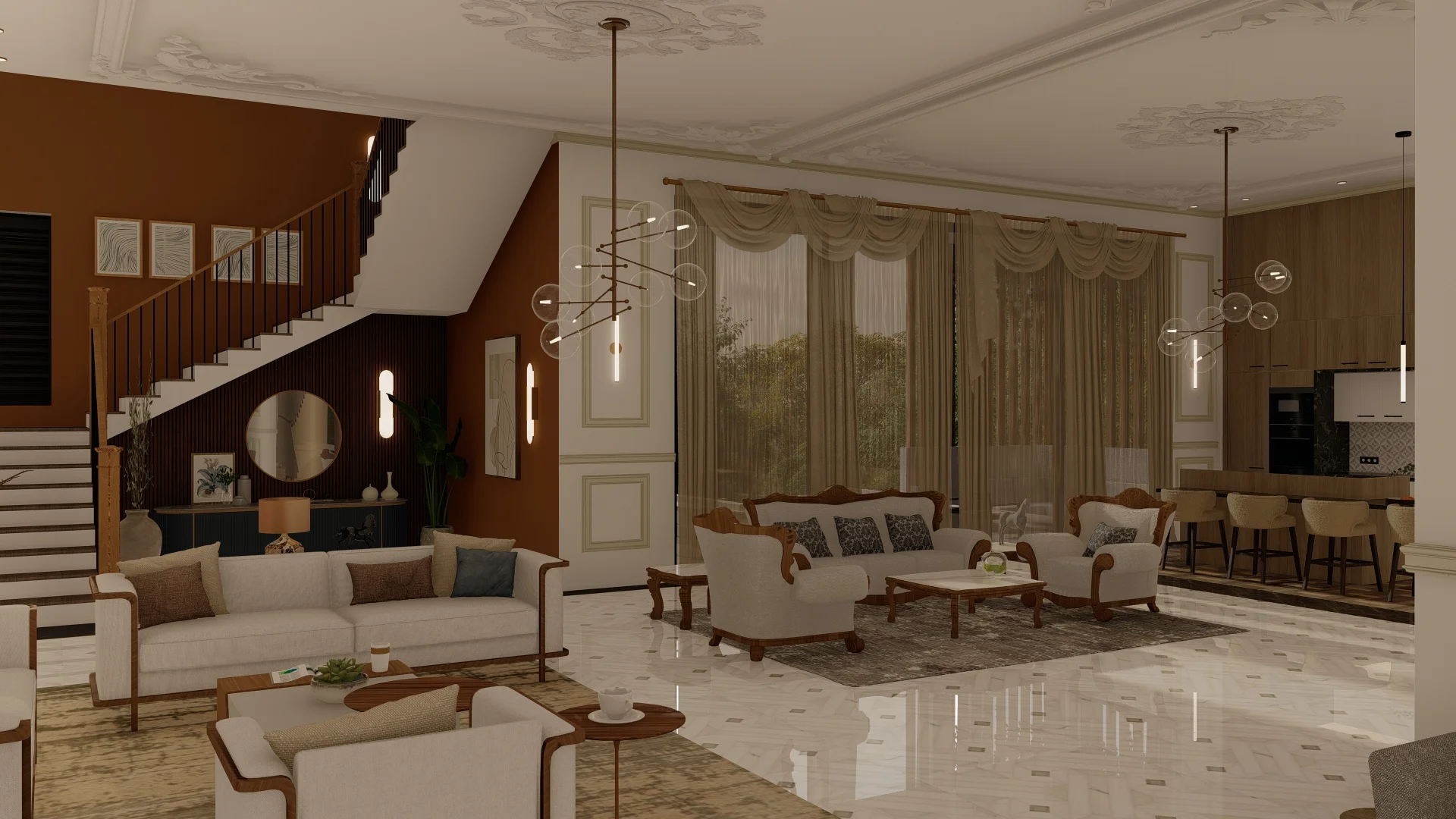 Interior Design Colombo, Sri Lanka, Elegant and luxury, Pelmadulla, ground Living room angle 4