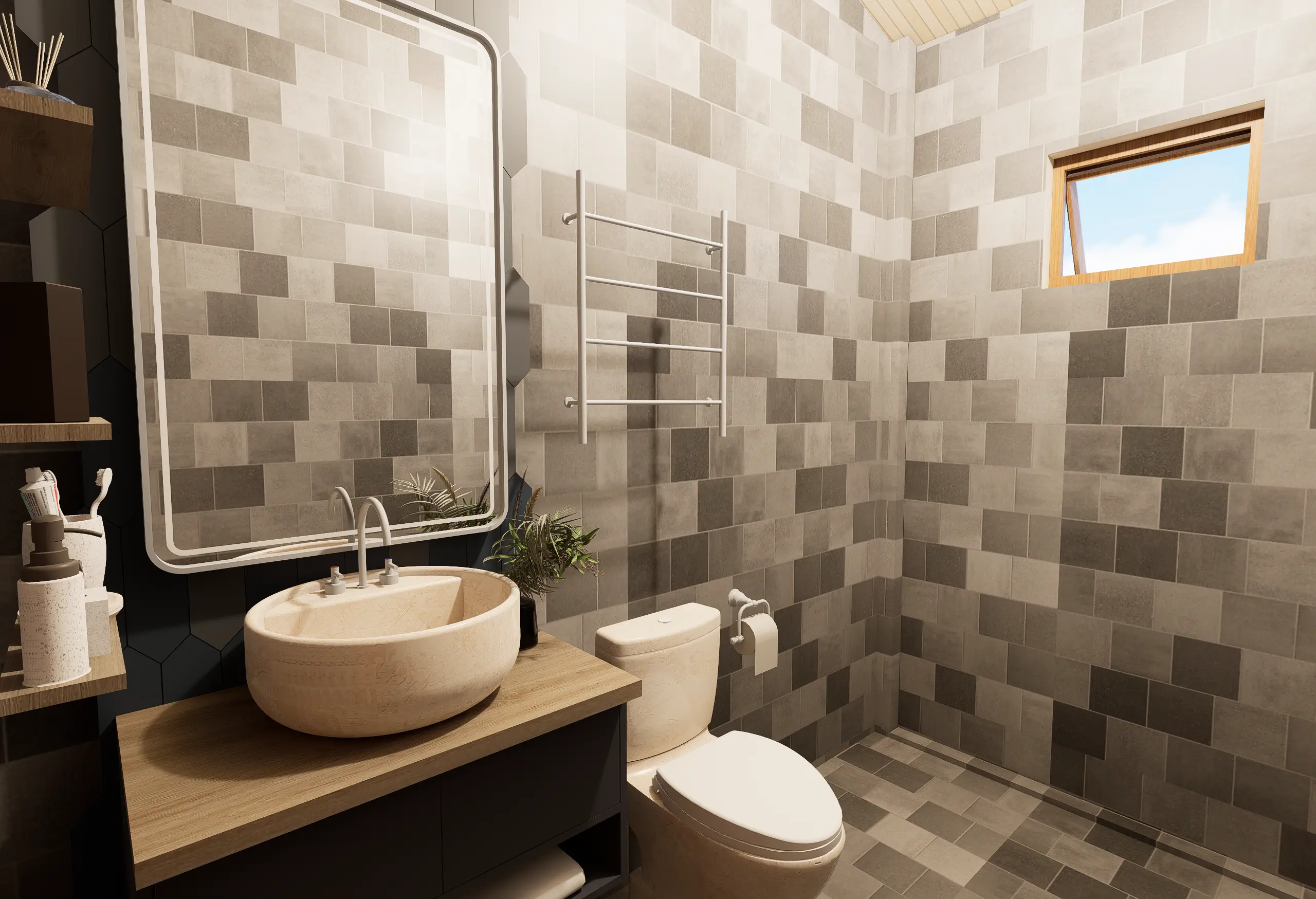 Timeless Luxury Villa Interior Design Project Galle, Sri Lanka, soft white palettes with wood, bedroom-1-bathroom