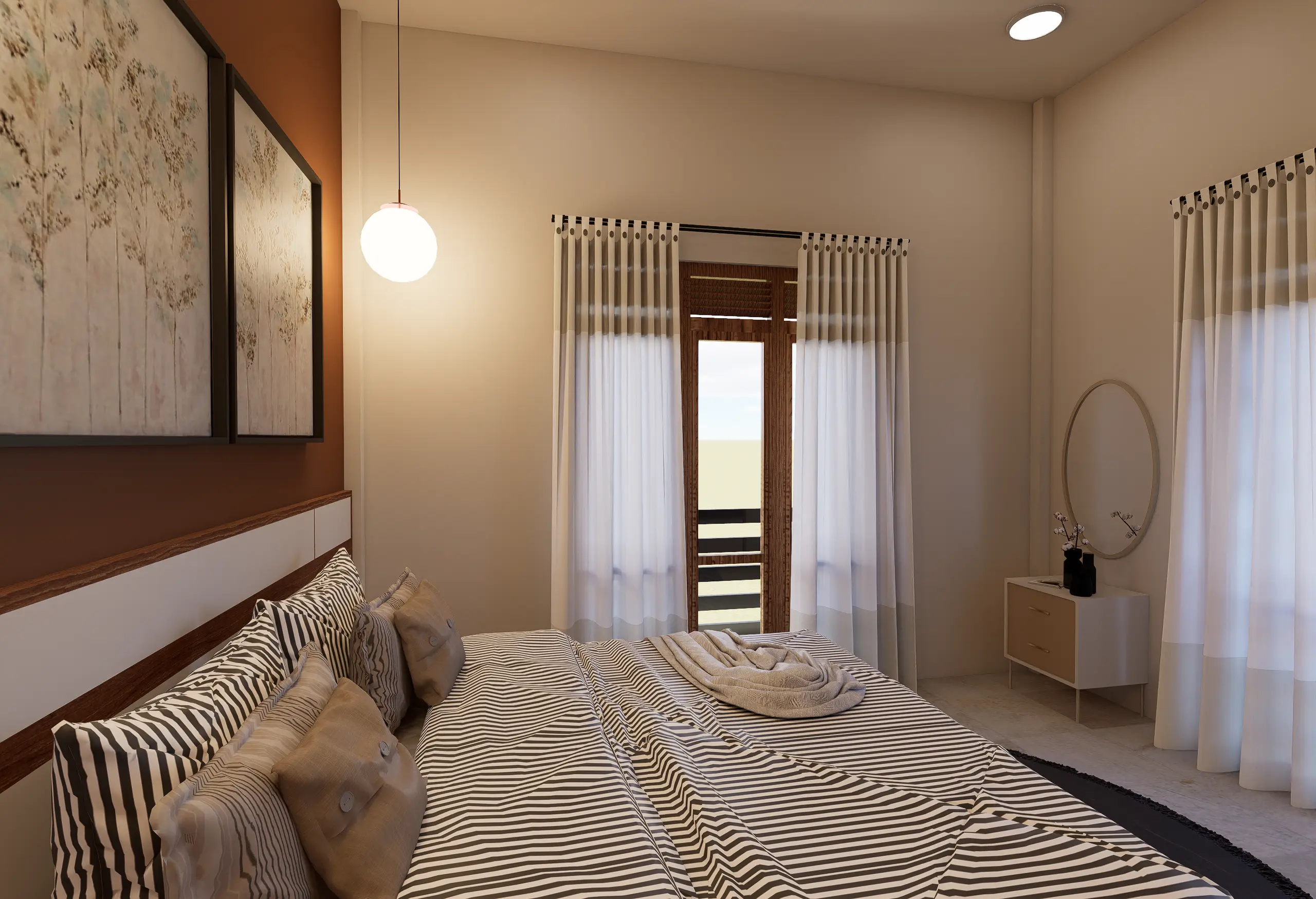 Timeless Luxury Villa Interior Design Project Galle, Sri Lanka, soft white palettes with wood, bedroom 2 angle 4