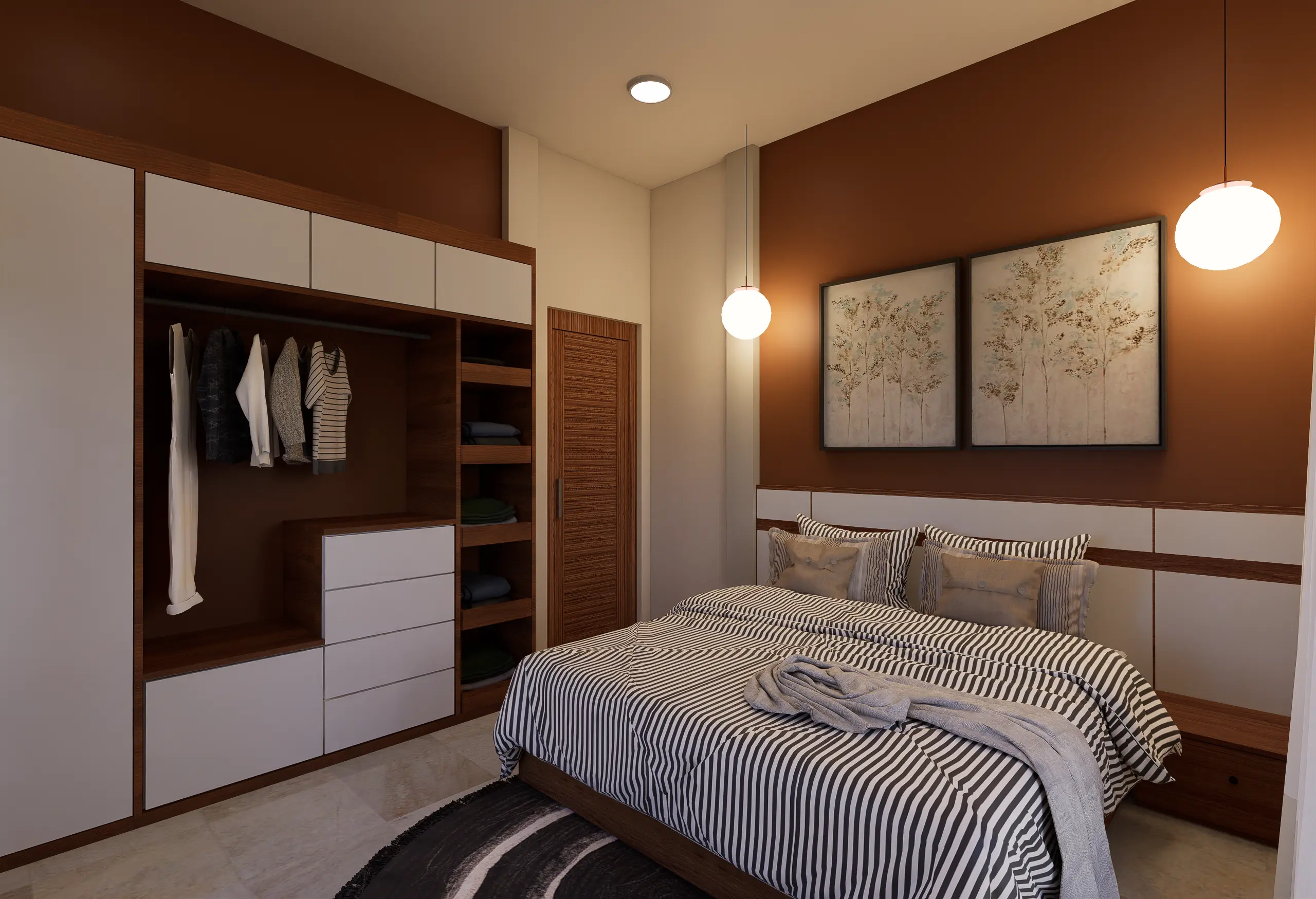 Timeless Luxury Villa Interior Design Project Galle, Sri Lanka, soft white palettes with wood, bedroom 2 angle 5